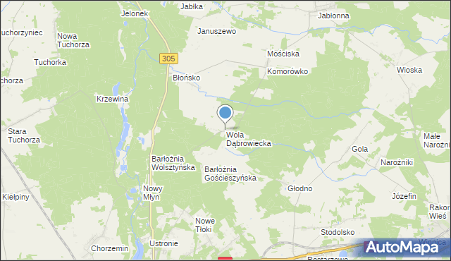 mapa Wola Dąbrowiecka, Wola Dąbrowiecka na mapie Targeo